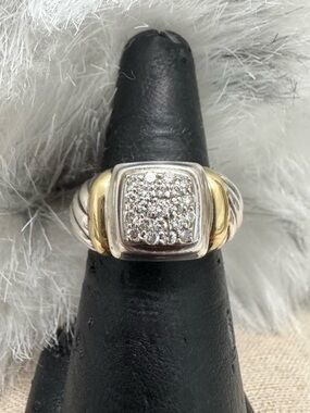 David Yurman .925 18K Diamond Cable Band Ring
